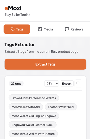 Extract Etsy Tags